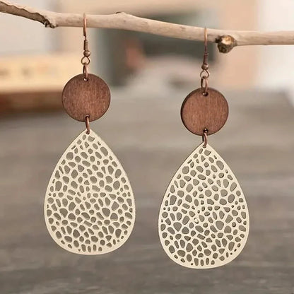 Vintage Hollow Leaf Shape PU Leather Earrings DailySale