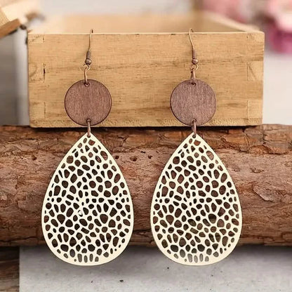 Vintage Hollow Leaf Shape PU Leather Earrings DailySale