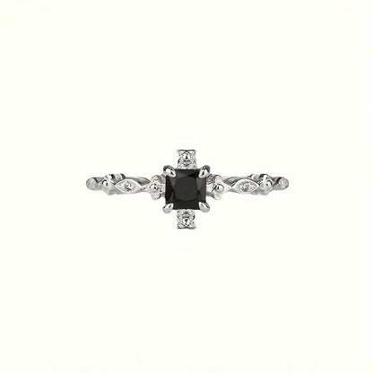 Vintage-Inspired Black Square Cubic Zirconia Ring DailySale