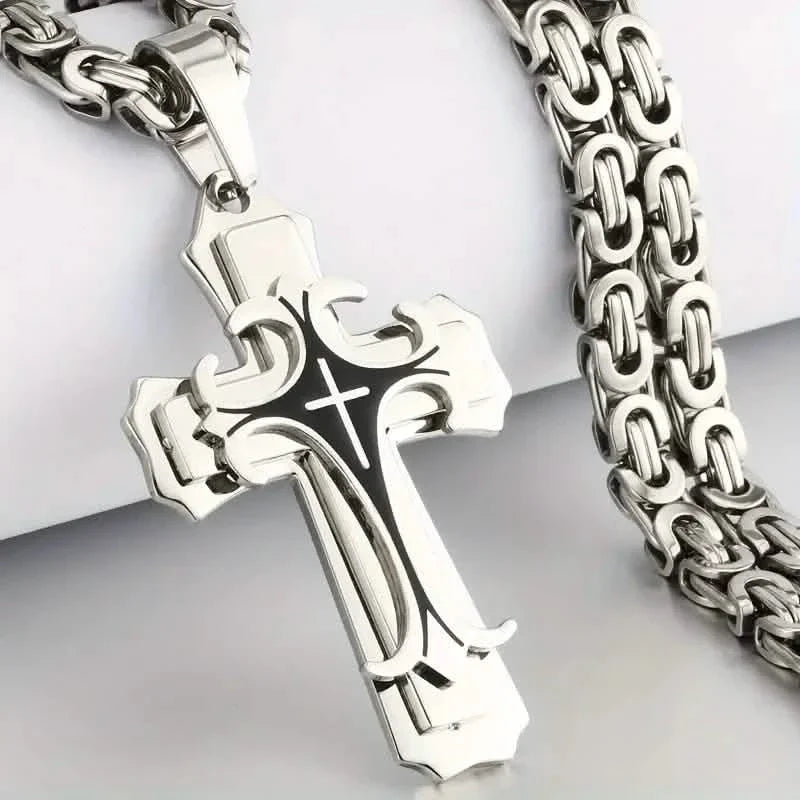 Vintage-Inspired Men's Flat Handmade Cross Pendant Necklace DailySale
