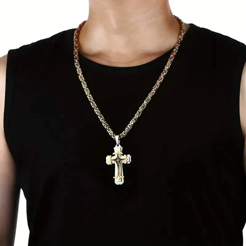 Vintage-Inspired Men's Flat Handmade Cross Pendant Necklace DailySale