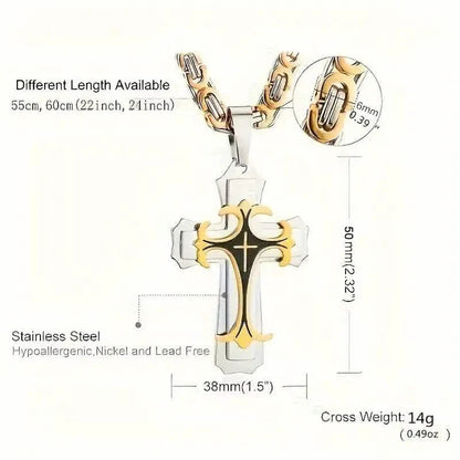 Vintage-Inspired Men's Flat Handmade Cross Pendant Necklace DailySale