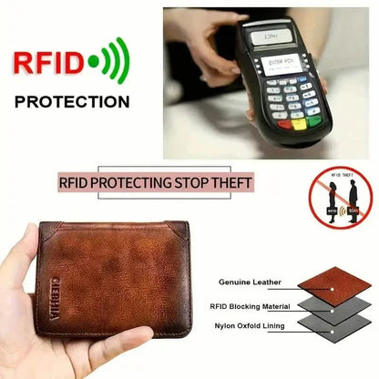 Vintage Style Men's RFID Blocking Wallet Large Capacity with Multiple Card Slots DailySale