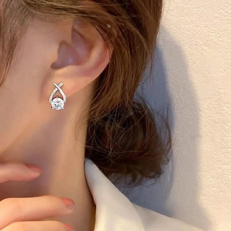 Vintage Style Stud Earrings - Embellished with Rhinestones, Cross Line Design DailySale