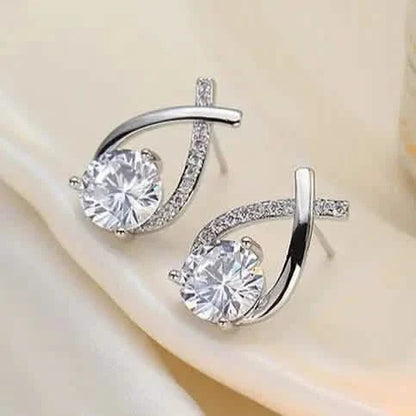 Vintage Style Stud Earrings - Embellished with Rhinestones, Cross Line Design DailySale