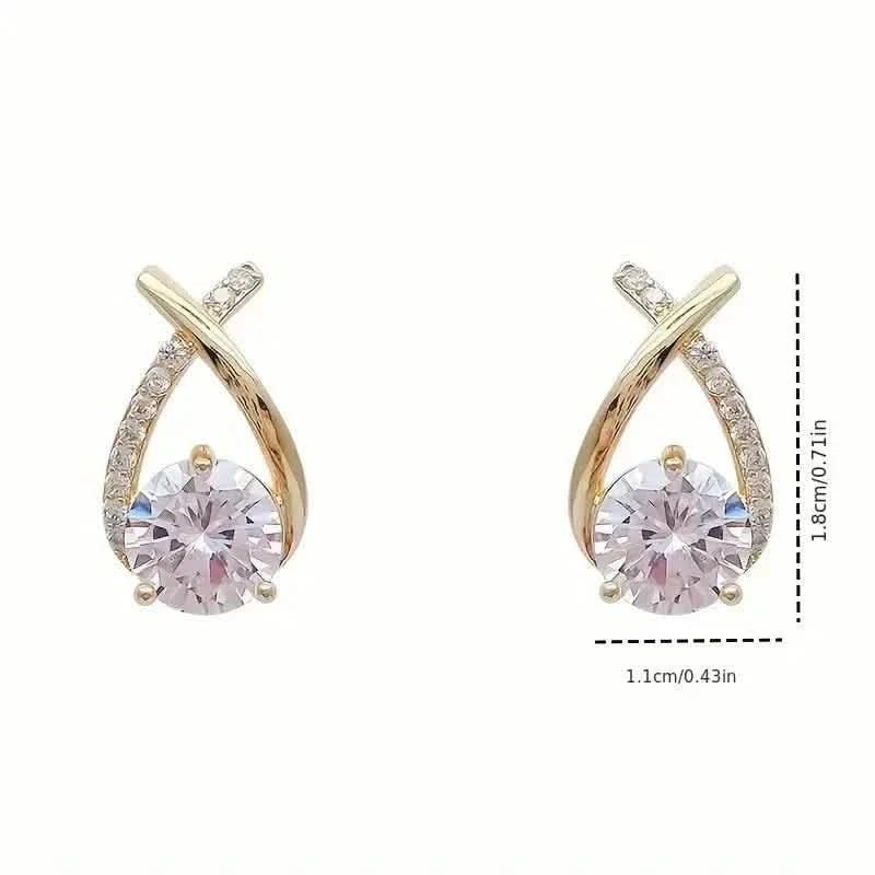 Vintage Style Stud Earrings - Embellished with Rhinestones, Cross Line Design DailySale