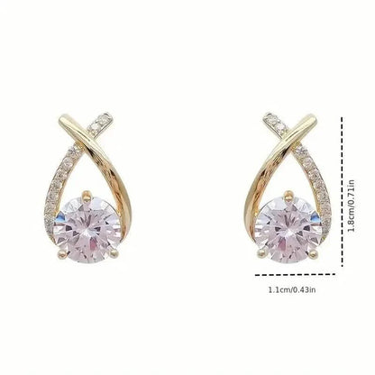 Vintage Style Stud Earrings - Embellished with Rhinestones, Cross Line Design DailySale