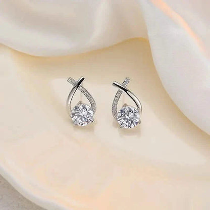Vintage Style Stud Earrings - Embellished with Rhinestones, Cross Line Design DailySale