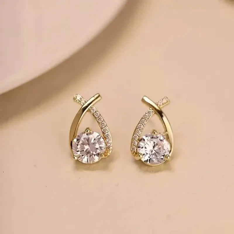 Vintage Style Stud Earrings - Embellished with Rhinestones, Cross Line Design DailySale