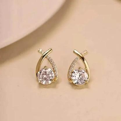 Vintage Style Stud Earrings - Embellished with Rhinestones, Cross Line Design DailySale