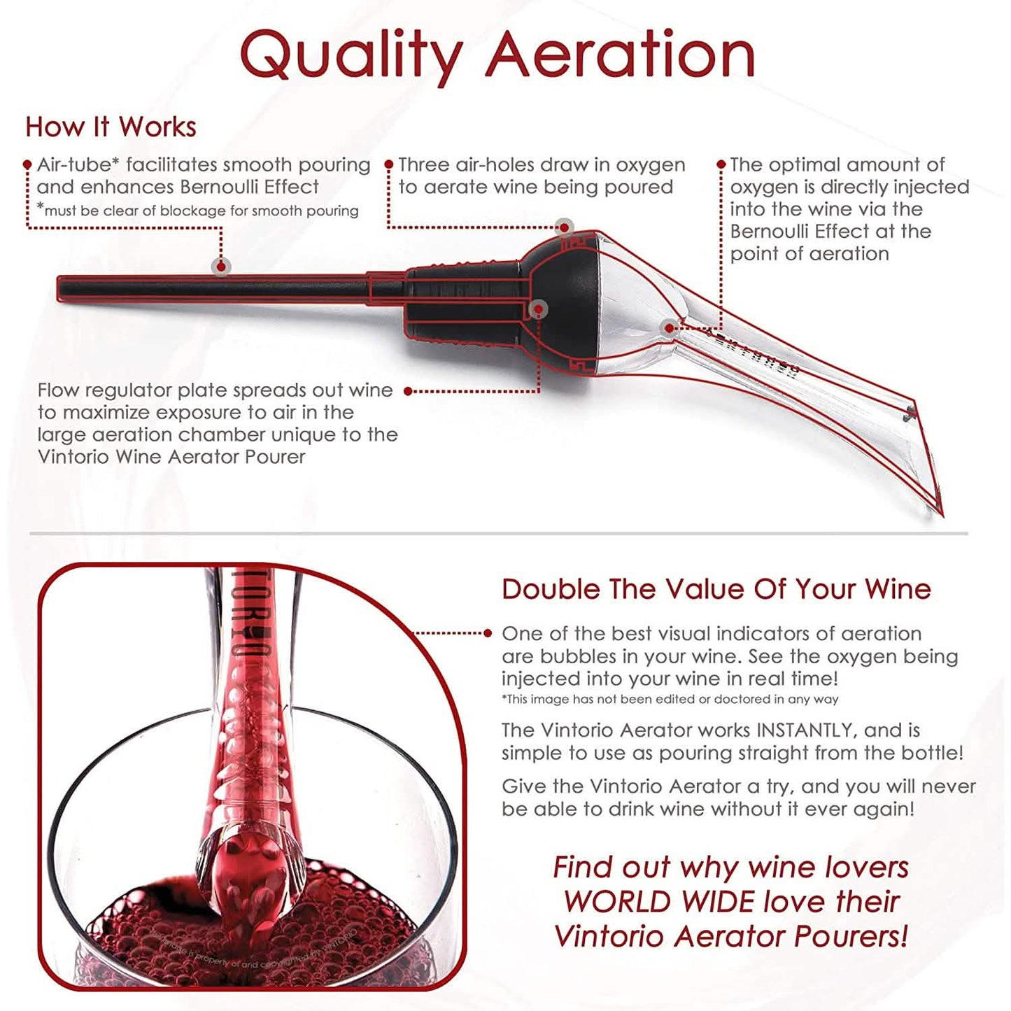 Vintorio Wine Aerator Pourer - Premium Aerating Pourer and Decanter Spout DailySale