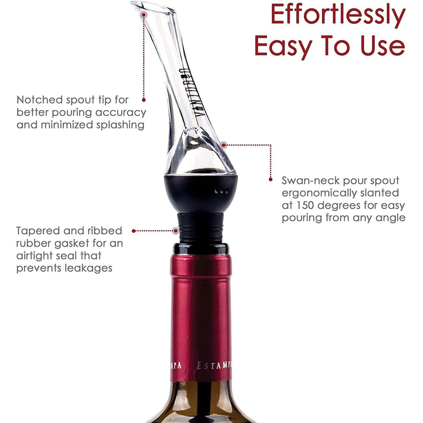 Vintorio Wine Aerator Pourer - Premium Aerating Pourer and Decanter Spout DailySale