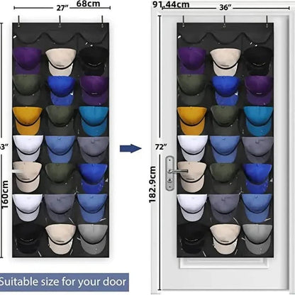 Visible Baseball Hat Rack for Wall Door with 3 Hooks 24 Deep Pockets DailySale