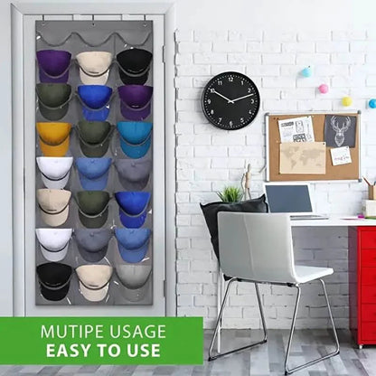 Visible Baseball Hat Rack for Wall Door with 3 Hooks 24 Deep Pockets DailySale