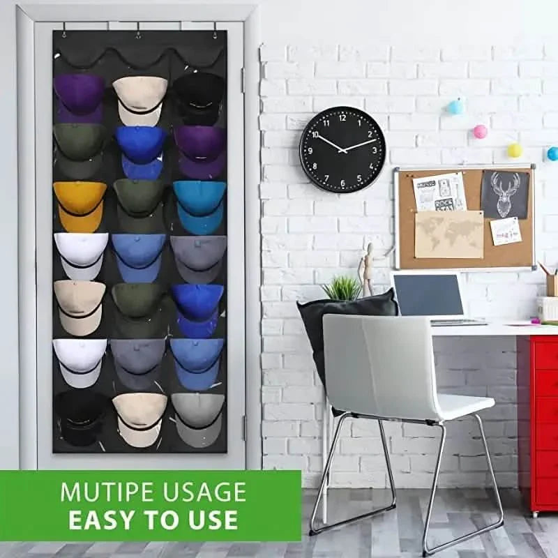 Visible Baseball Hat Rack for Wall Door with 3 Hooks 24 Deep Pockets DailySale