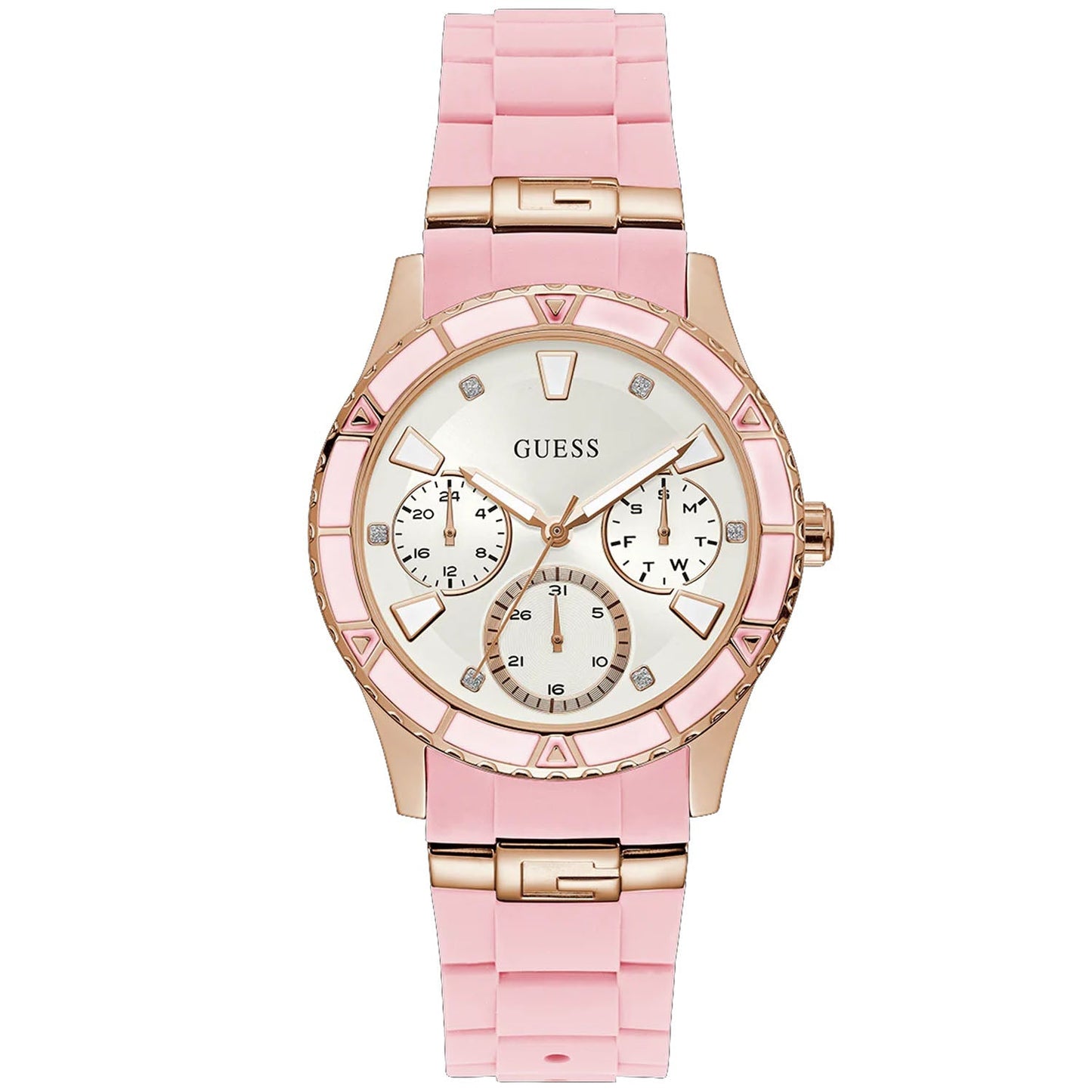 Guess Women's Pink Rose Gold Tone Multi-function Bids.com