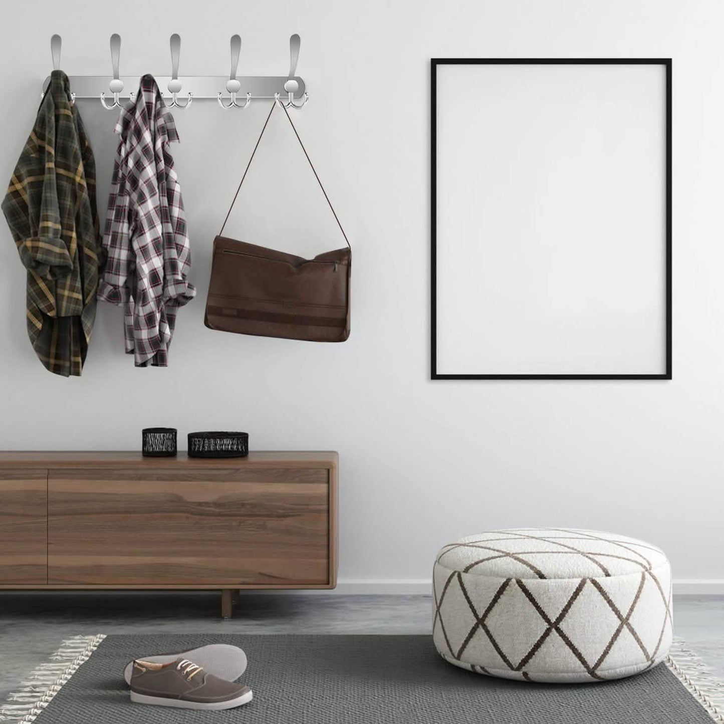 Wall Mount Coat 15 Hooks Stainless Steel Clothes Hanger Rack DailySale