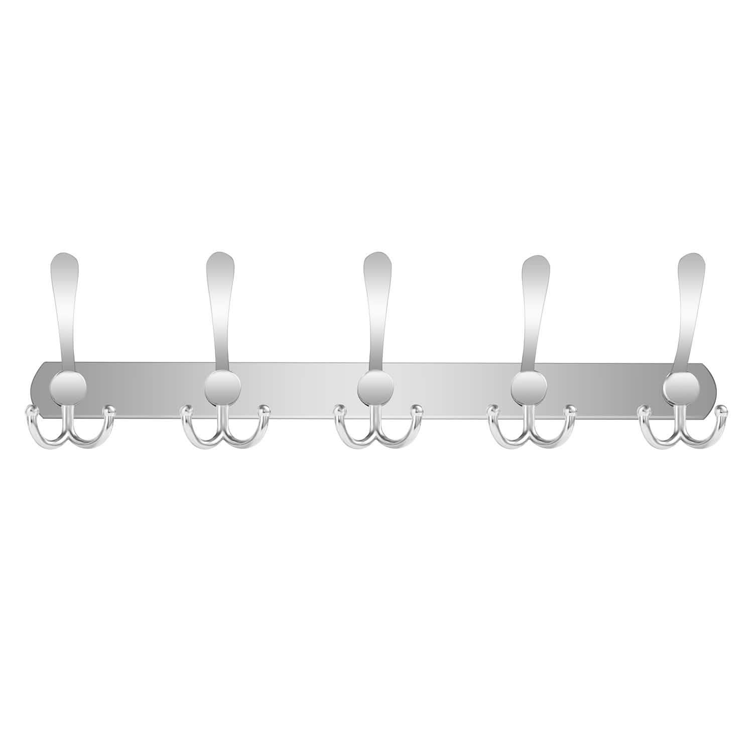 Wall Mount Coat 15 Hooks Stainless Steel Clothes Hanger Rack DailySale