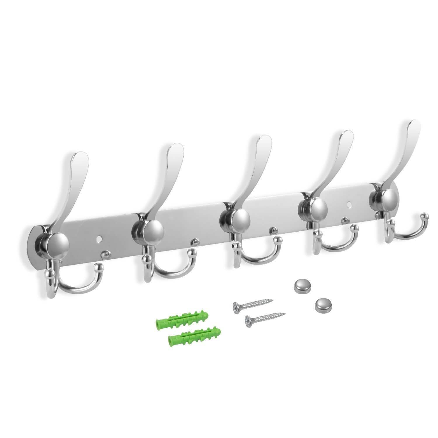 Wall Mount Coat 15 Hooks Stainless Steel Clothes Hanger Rack DailySale
