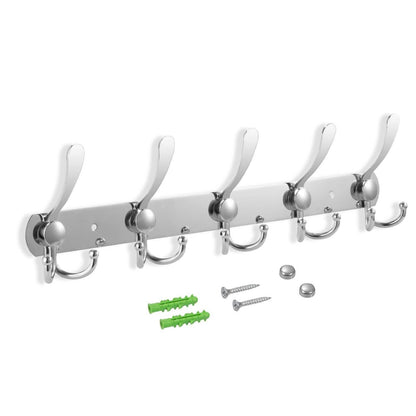 Wall Mount Coat 15 Hooks Stainless Steel Clothes Hanger Rack DailySale