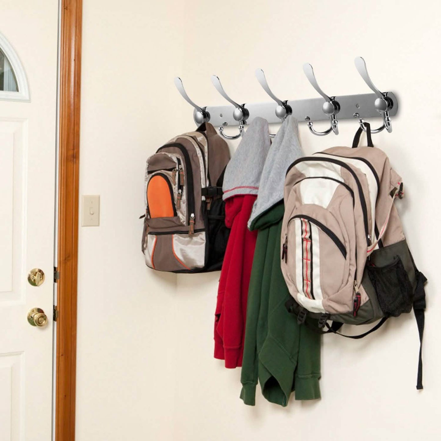 Wall Mount Coat 15 Hooks Stainless Steel Clothes Hanger Rack DailySale