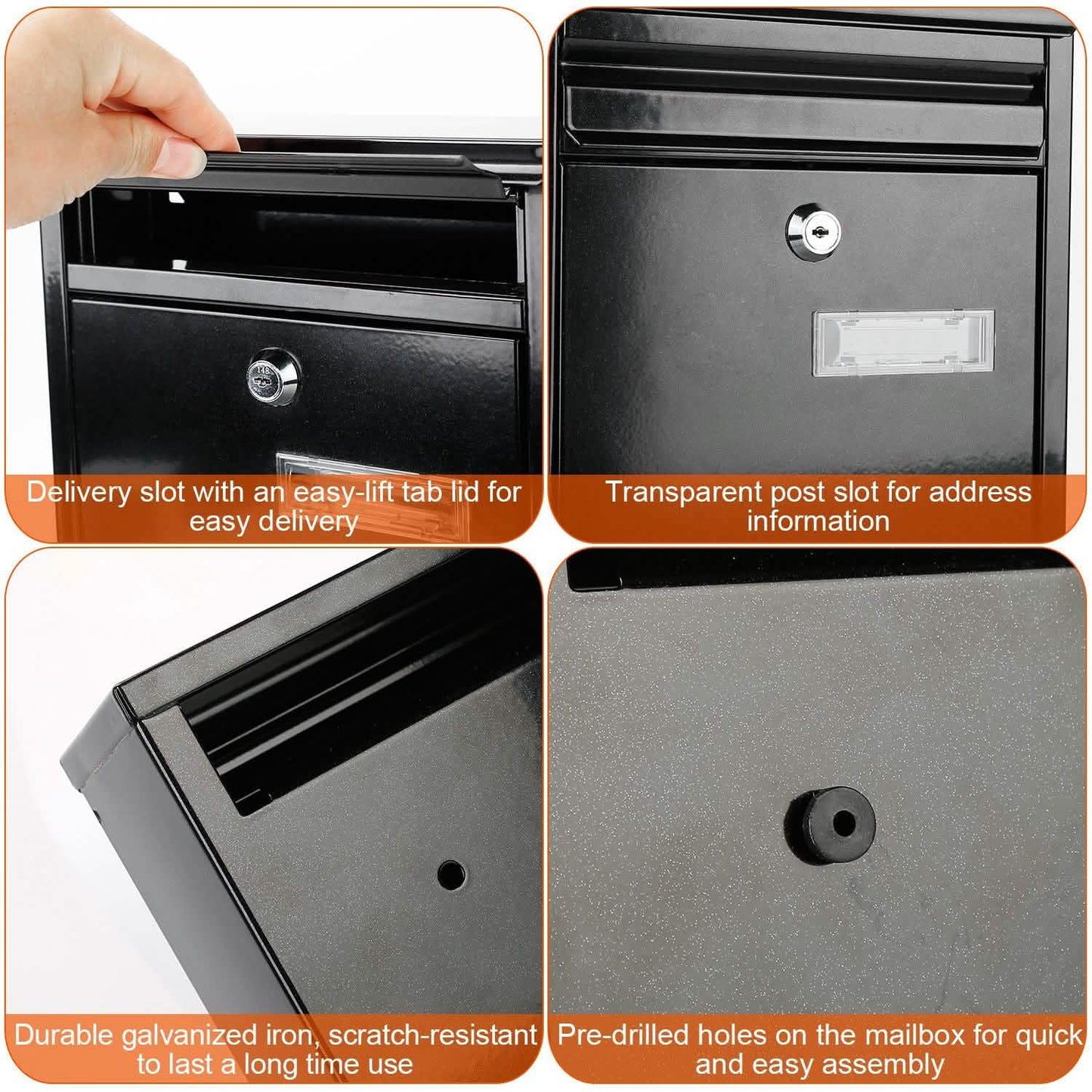 Wall Mount Mailbox Lockable Galvanized Iron Letter Post Box DailySale