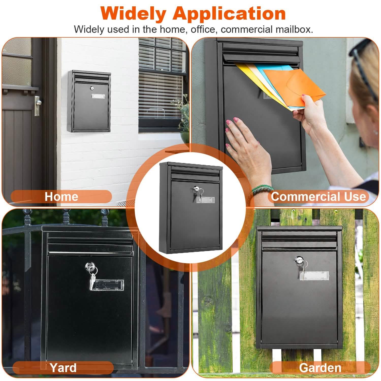 Wall Mount Mailbox Lockable Galvanized Iron Letter Post Box DailySale