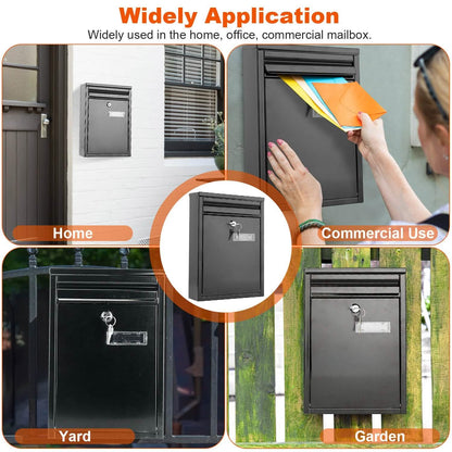 Wall Mount Mailbox Lockable Galvanized Iron Letter Post Box DailySale