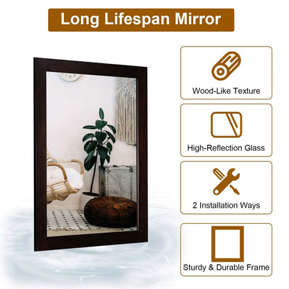 Wall Mount Mirror Wood-Like Frame Rectangle Modern Hanging Mirror DailySale