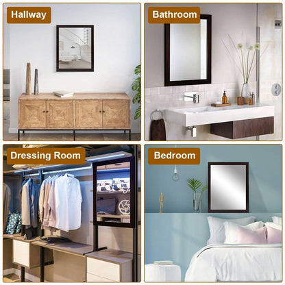Wall Mount Mirror Wood-Like Frame Rectangle Modern Hanging Mirror DailySale