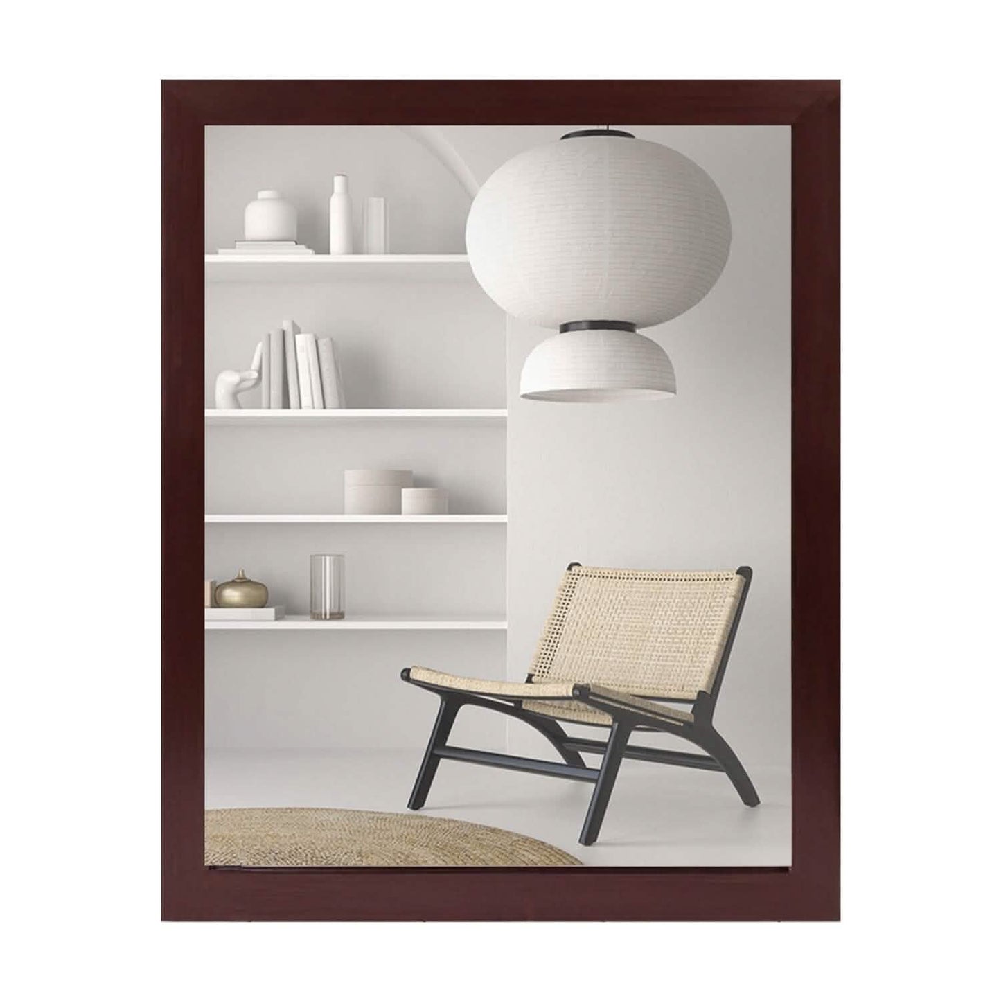 Wall Mount Mirror Wood-Like Frame Rectangle Modern Hanging Mirror DailySale