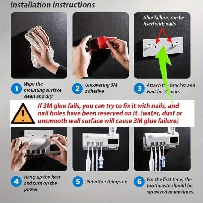 Wall Mounted 4 Slot Toothbrush UV Disinfection Device DailySale