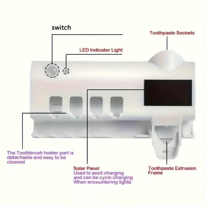Wall Mounted 4 Slot Toothbrush UV Disinfection Device DailySale