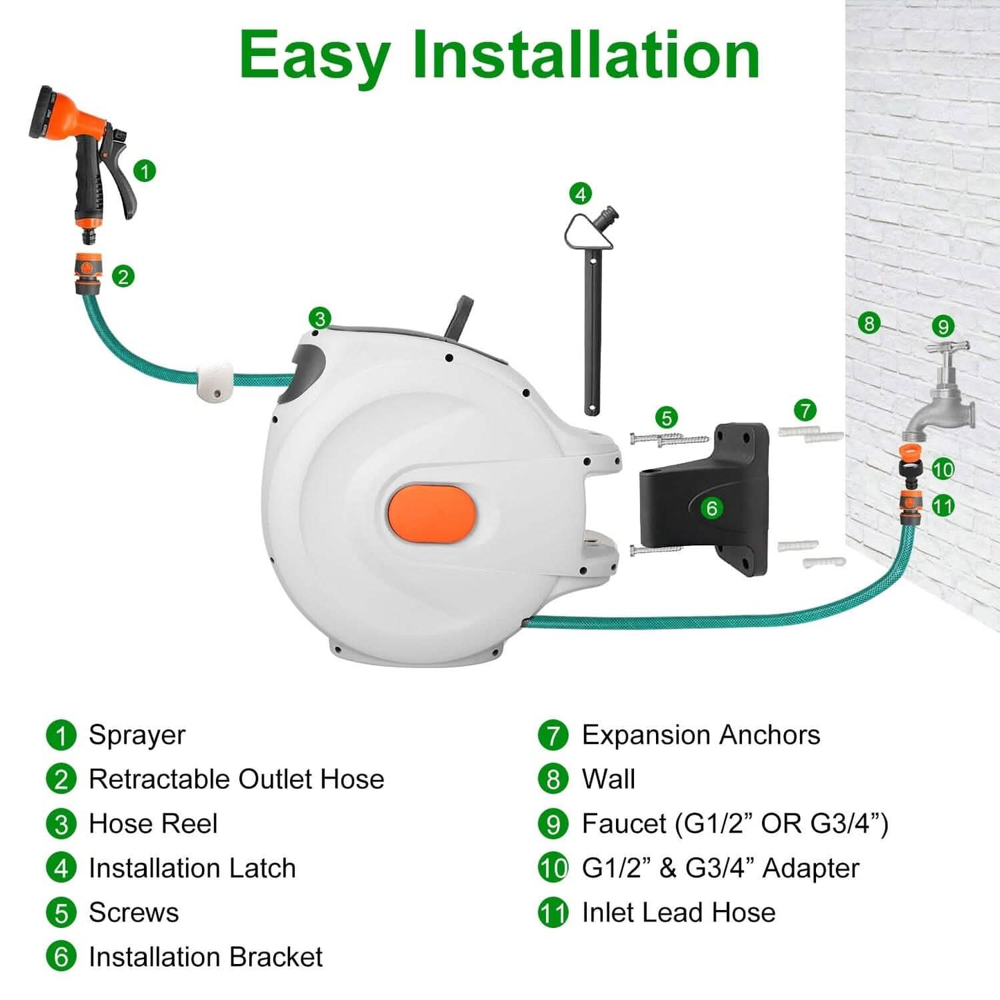 Wall Mounted Automatic Retractable Garden Hose Reel DailySale