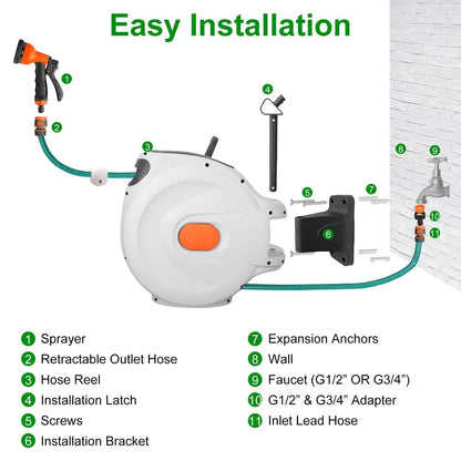 Wall Mounted Automatic Retractable Garden Hose Reel DailySale