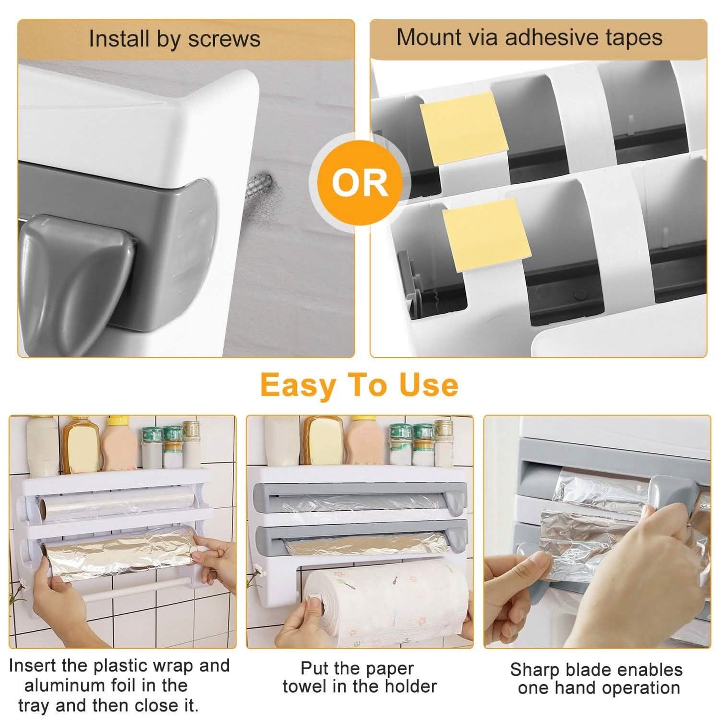 Wall Mounted Kitchen Roll Dispenser with Cutter DailySale