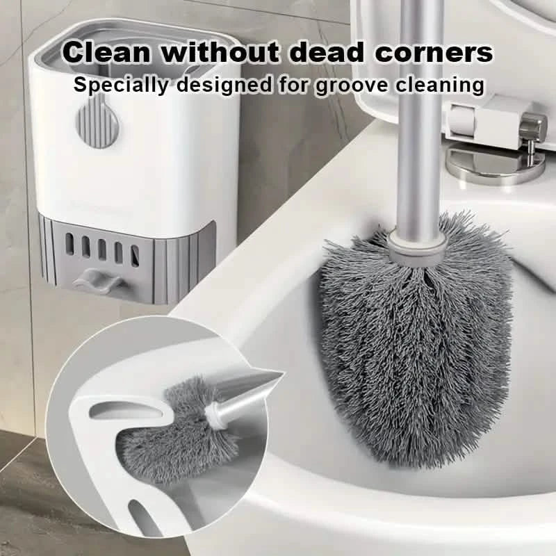 Wall Mounted Long Handle Toilet Cleaning Brush With Holder DailySale