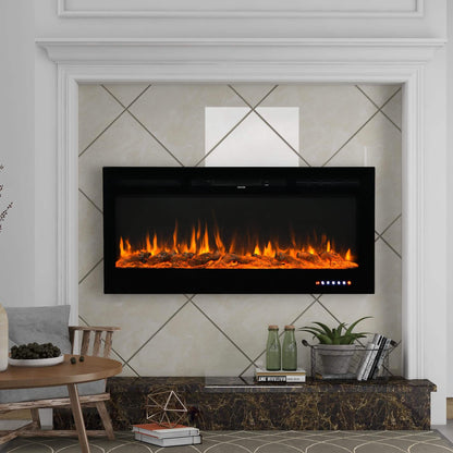 Wall-Mounted Recessed Electronic Fireplace - 50 Inch DailySale