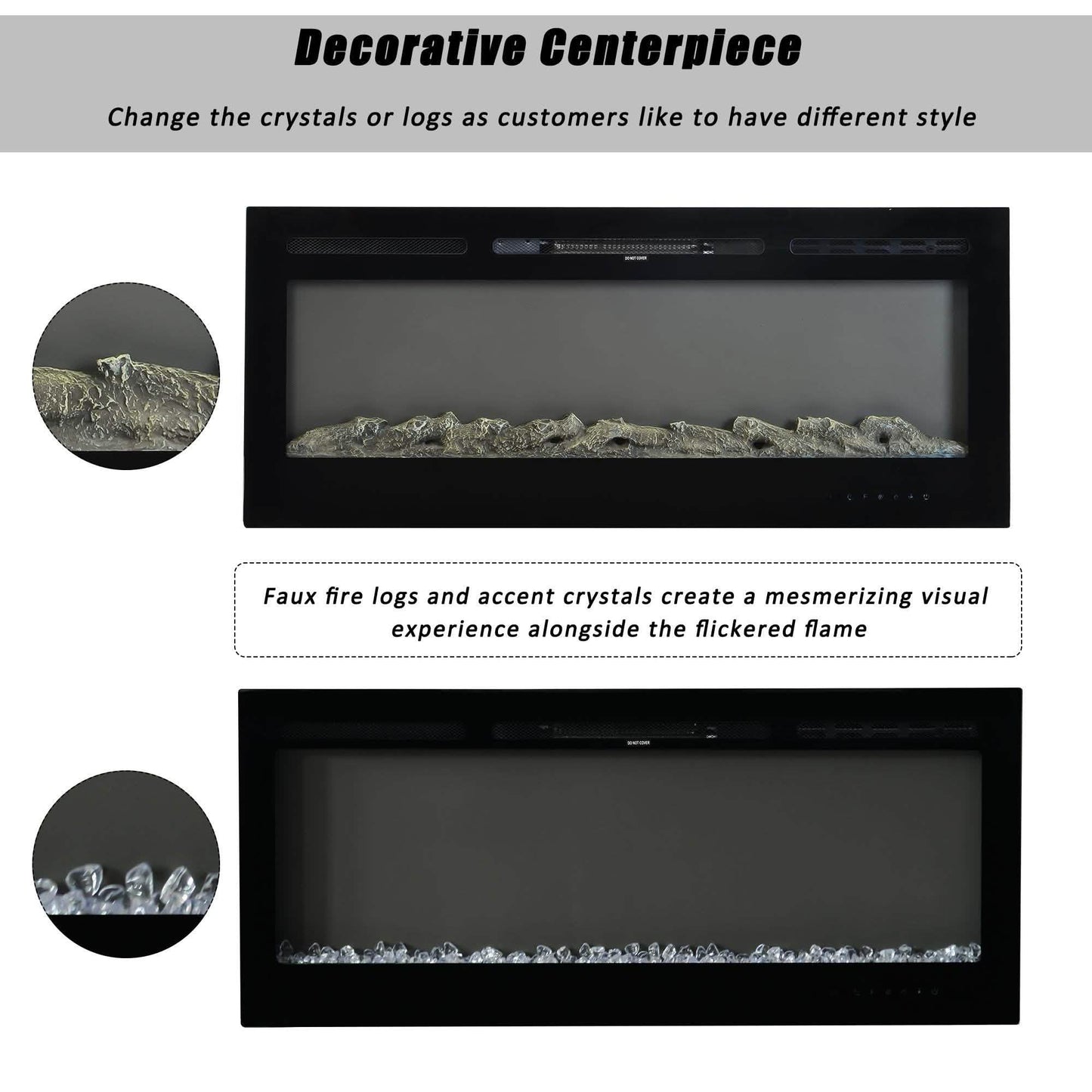 Wall-Mounted Recessed Electronic Fireplace - 50 Inch DailySale
