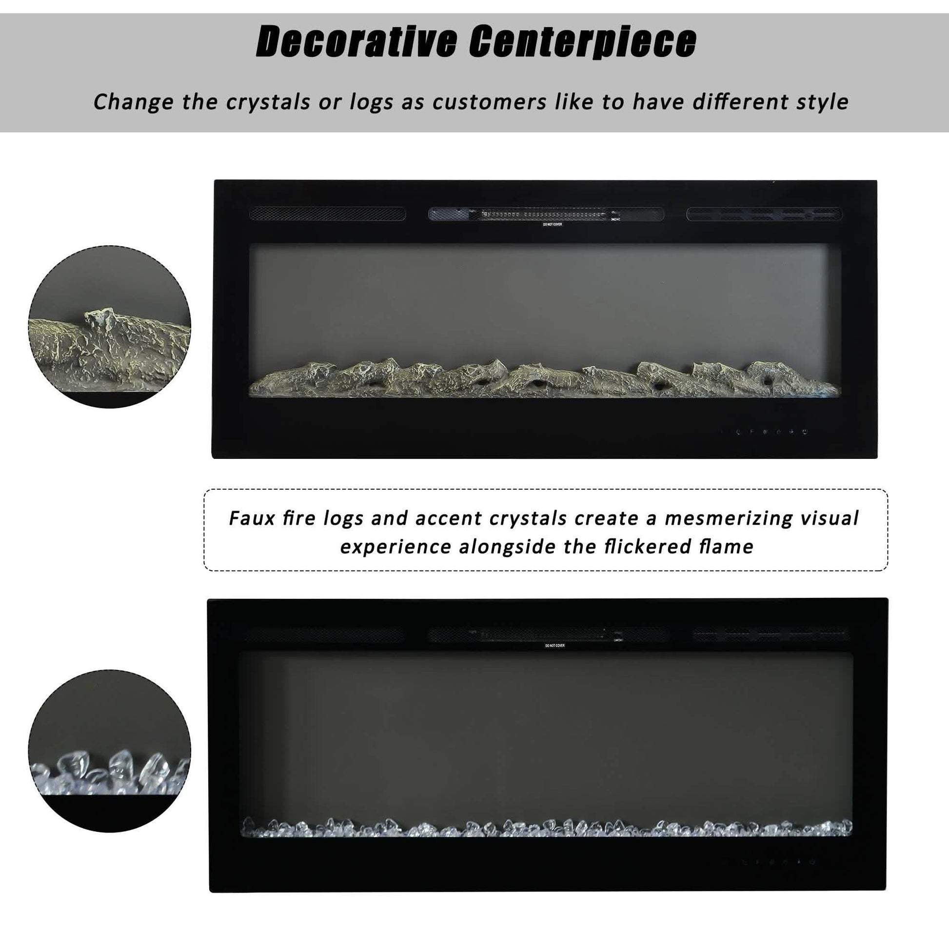 Wall-Mounted Recessed Electronic Fireplace - 50 Inch DailySale
