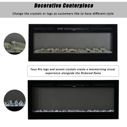 Wall-Mounted Recessed Electronic Fireplace - 50 Inch DailySale