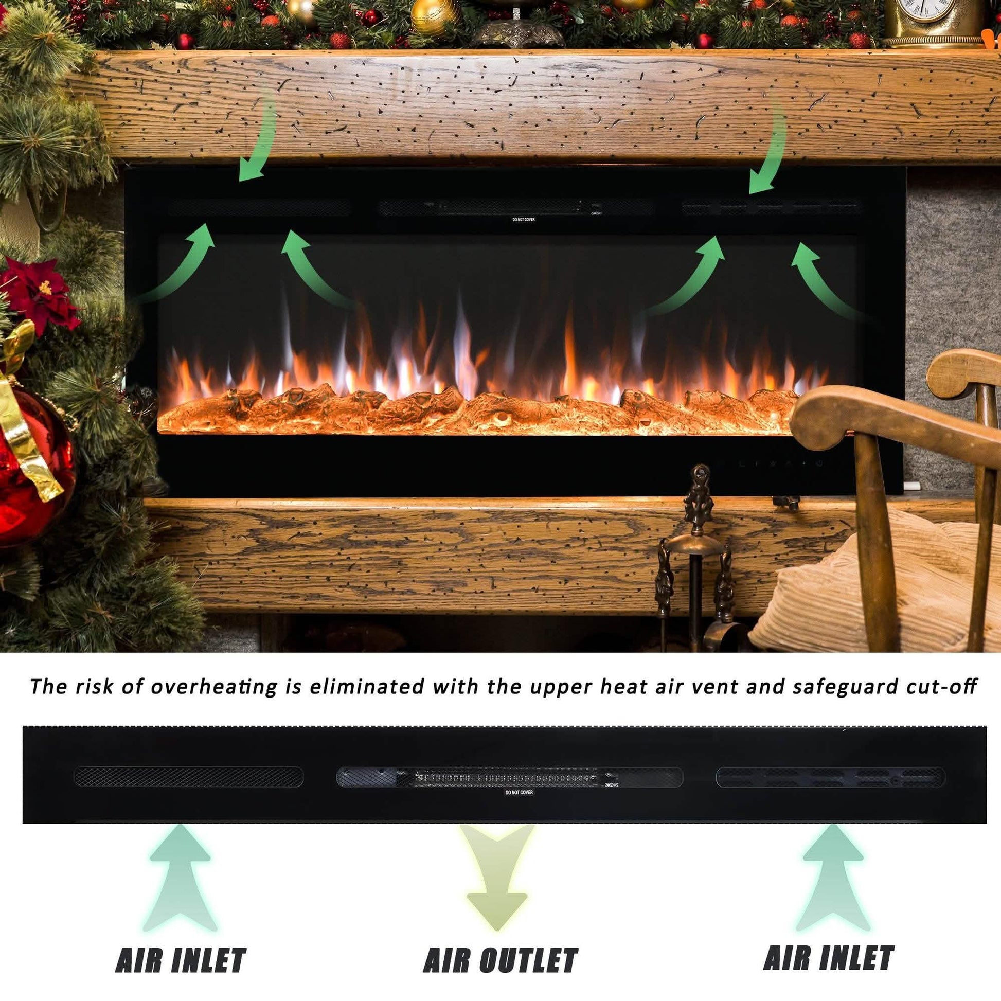 Wall-Mounted Recessed Electronic Fireplace - 50 Inch DailySale