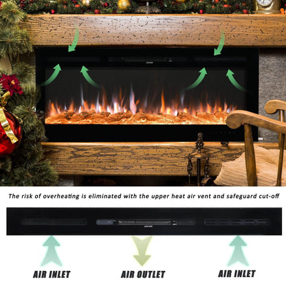 Wall-Mounted Recessed Electronic Fireplace - 50 Inch DailySale