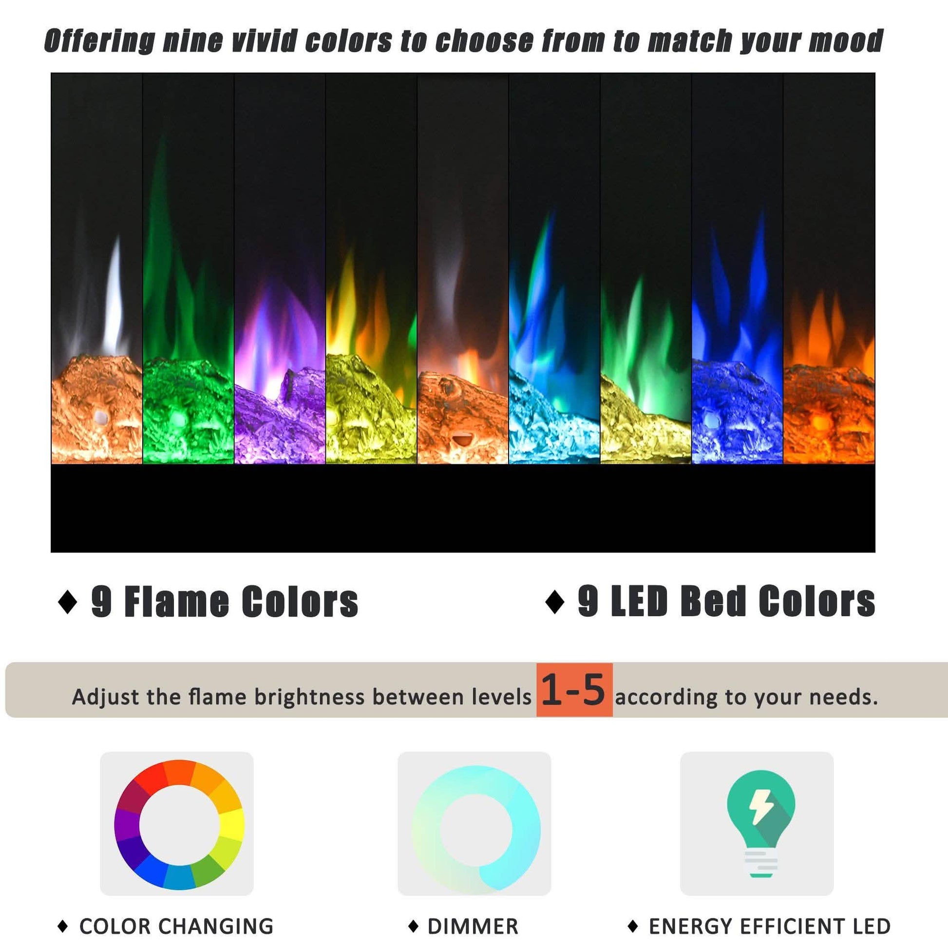 Wall-Mounted Recessed Electronic Fireplace - 50 Inch DailySale
