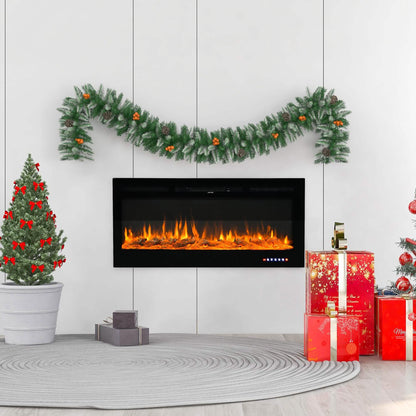 Wall-Mounted Recessed Electronic Fireplace - 50 Inch DailySale