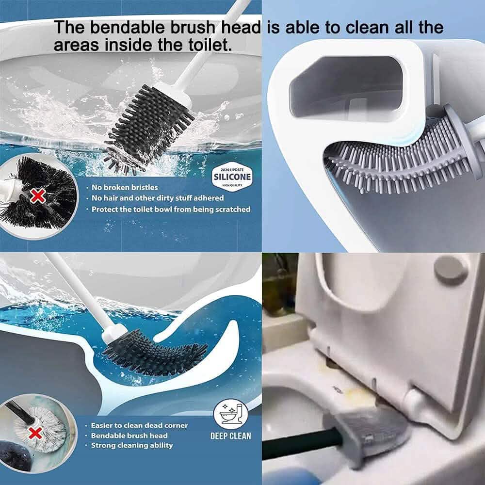 Wall Mounted Silicone Bathroom Brush and Holder Set DailySale