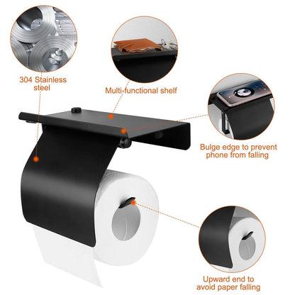 Wall Mounted Toilet Paper Holder with Phone Storage Rack DailySale
