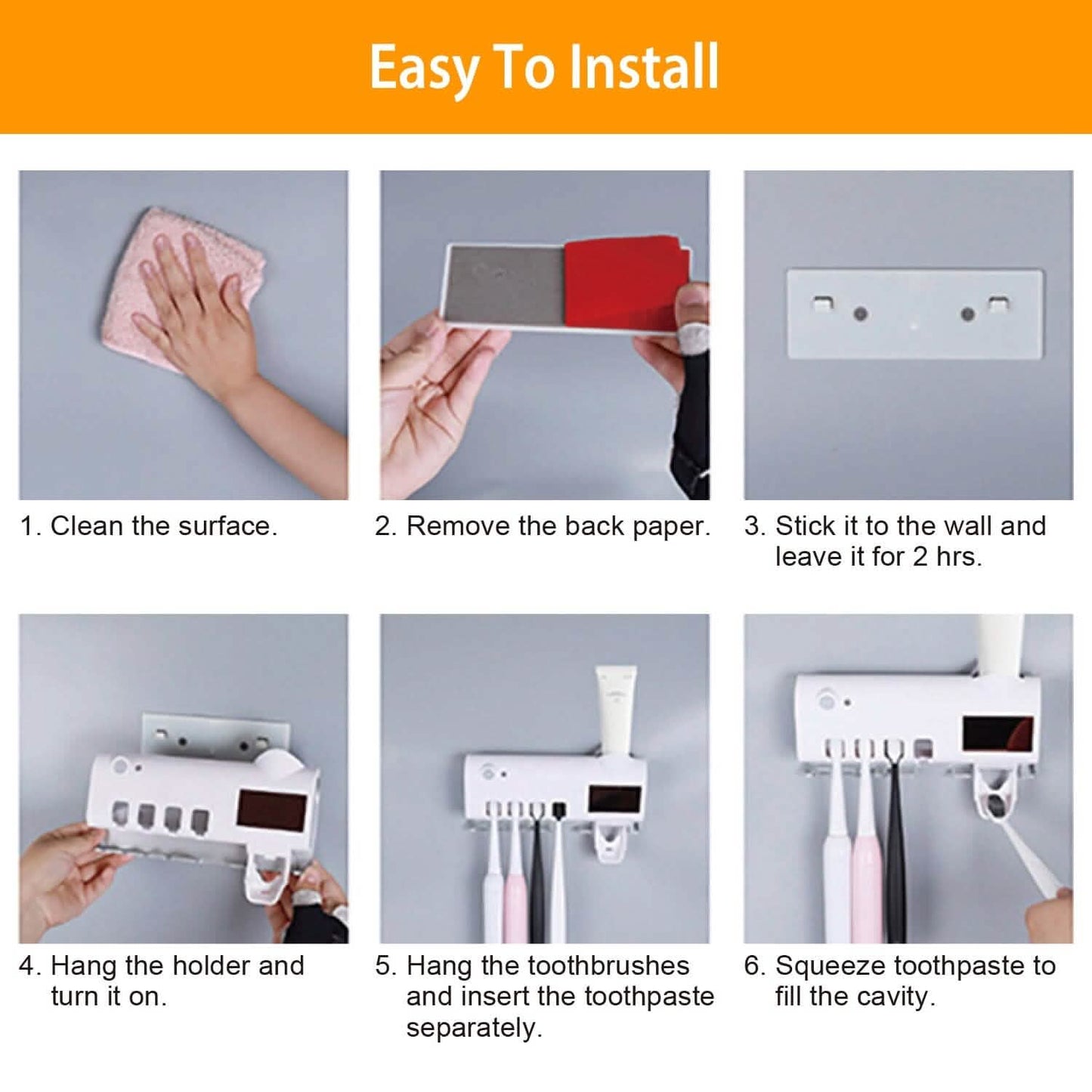 Wall Mounted Toothbrush Sanitizer Holder IR Induction UV Sanitization Rack DailySale