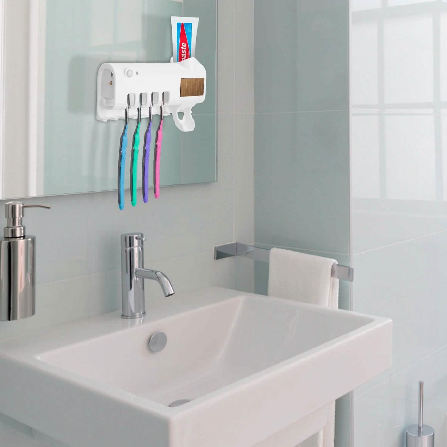 Wall Mounted Toothbrush Sanitizer Holder IR Induction UV Sanitization Rack DailySale