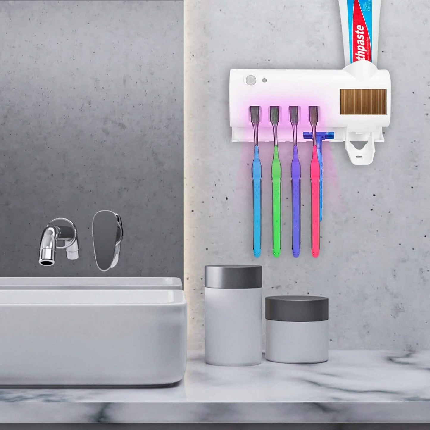 Wall Mounted Toothbrush Sanitizer Holder IR Induction UV Sanitization Rack DailySale